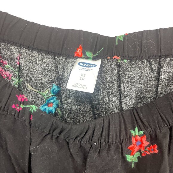 Old Navy Womens Floral Black Off The Shoulder Blouse XS Rayon Cottage core - Picture 2 of 5